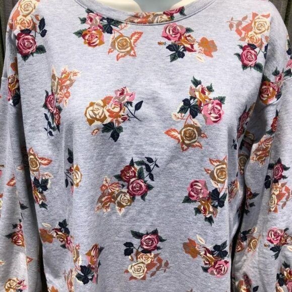 Matilda Jane Floral Sweatshirt XS Gray Mini Dress Sweater Perfectly Cozy Top - Picture 13 of 13